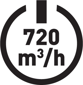 Výkon odsavače 720 m³/hod.